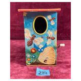 Vintage LBZ German Tin Litho Birdhouse Toy