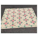 Vintage Floral Applique Hand Quilted Quilt