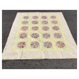 Vintage Hand Quilted Dresden Plate Applique Quilt
