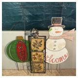 Assorted Holiday Garden Stakes & Metal Stand