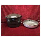 Vintage Enamel Canner and Domo Skillet Set