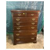 Vintage Cherry Finish 7-Drawer Tallboy Dresser