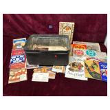 Vintage Cookbook Lot and Metal Bread Box