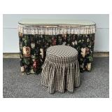 Vintage Kidneyshaped Vanity Desk & Gingham Stool
