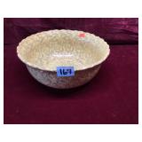 Vintage Blue Spongeware Ceramic Mixing Bowl