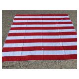 Vintage Red and White Striped Patchwork Quilt