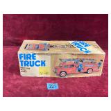 Vintage Friction Fire Truck w/ Siren w/Box