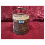 Antique Wooden Sugar Bucket Firkin with Lid