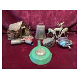Vintage Americana Clock Bells and Collectibles Lot