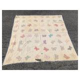 Vintage Butterfly Appliquï¿½ Hand Quilted Quilt