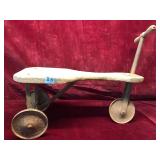 Antique Primitive Wooden Three-Wheeled Scooter