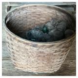 Vintage Glass Insulators in Woven Basket Lot