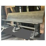 Antique Cast Iron and Wood Church Pew Bench