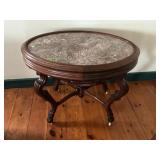 Antique Oval Marble Top Coffee Table Cabriole Legs