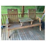 Two Seat Outdoor Wooden Chair & Table