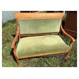 Antique Empire Style Green Velvet Settee