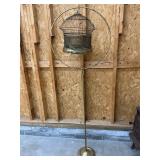 Antique Brass Birdcage With Hoop Floor Stand