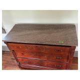 Antique Eastlake Marble Top 3 Drawer Dresser Chest