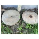 Pair of Antique Primitive Stone Grindwheels