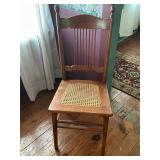 Antique Oak Spindle Back Chair Cane Seat