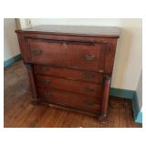 Antique Empire Style Cherry Wood 4 Drawer Dresser