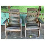 Pair of Vintage Wooden Slat Patio Chairs