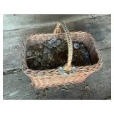 Wicker Basket Filled w/ Vintage Chandelier Prisms