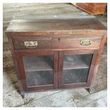 Antique Washstand & Detached Wood Framed Mirror
