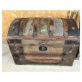 Antique Embossed Metal Dome Top Steamer Trunk