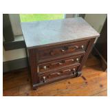 Antique Eastlake Marble Top 3 Drawer Chest