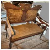 Antique Victorian Carved Wooden Settee