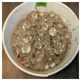 Bucket of Vintage Glass Chandelier Crystals
