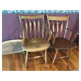 Pair of Antique Wooden Windsor Style Armchairs