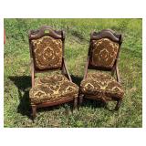 Pair of Antique Carved Victorian Parlor Chairs