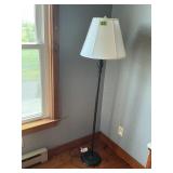 Vintage Black Metal Floor Lamp w/ Paneled Shade