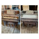 Pair of Antique Wooden Parlor Pump Organs