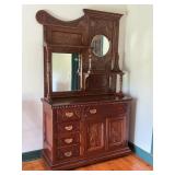 Victorian Eastlake Walnut Sideboard with Mirror
