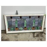 Antique Slag Glass Architectural Window Panel