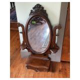 Antique Victorian Walnut Dresser Top Vanity Mirror