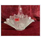 Vintage L.E. Smith Clear Glass Feather Basket