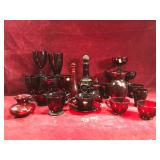 Vintage Ruby Red Depression Glass Ware