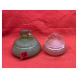 Vintage Frosted Glass Elephant Trinket Boxes