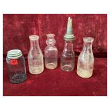 Vintage Antique Glass Milk Bottles and Mason Jar