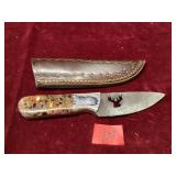 Damascus Steel Deer Cutout Knife