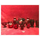 Vintage Ruby Red Depression Glassware