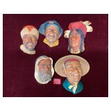 Set of Five Vintage Bossons Character Wall Masks