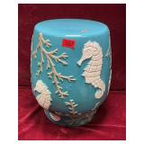 Pier 1 Turquoise Ceramic Seahorse Garden Stool