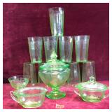 Antique Princess Green Glass Ware