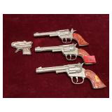 Vintage Hubley Rodeo Cap Guns and Tin Toy Set
