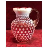 Vintage Fenton Style Rasberry Hobnail Pitcher